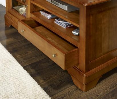 Mueble TV 16/9 Tomas fabricado en madera de Cerezo macizo al estilo Louis Philippe