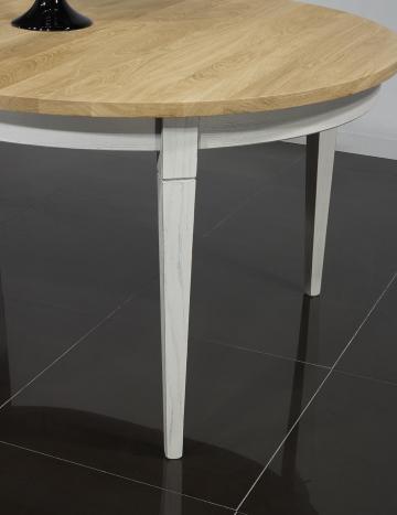Mesa de comedor ovalada 160x120, 4 extensiones de 40 cm, fabricada en madera de roble macizo al estilo Louis Philippe acabado roble cepillado
