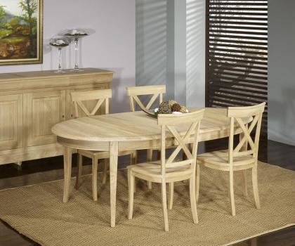 Mesa de comedor ovalada Talita fabricada en madera de Roble Macizo al estilo Louis Philippe 170x110 + 5 extensiones de 40 cm