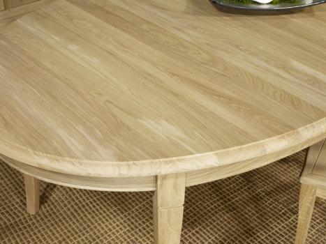 Mesa de comedor ovalada Talita fabricada en madera de Roble Macizo al estilo Louis Philippe 170x110 + 5 extensiones de 40 cm