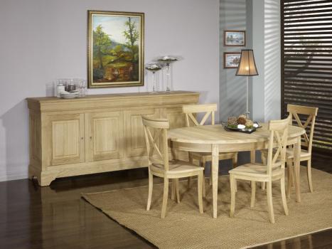Mesa de comedor ovalada Talita fabricada en madera de Roble Macizo al estilo Louis Philippe 170x110 + 5 extensiones de 40 cm