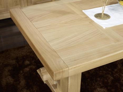 Mesa de comedor rectangular 220x100 Monasterio fabricada en madera de roble sólido + 2 extensiones de 40cm
