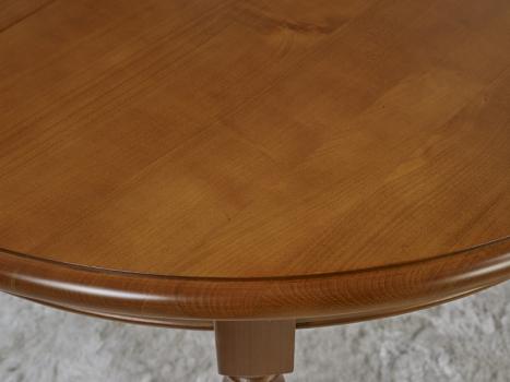 Mesa de comedor redonda Audrey fabricada en madera de cerezo macizo al estilo Louis Philippe Diámetro 110cm + 3 extensiones de 40 cm