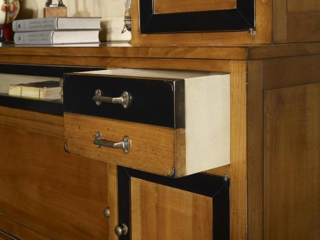 Biblioteca Louison de 2 cuerpos fabricada en madera de cerezo macizo estilo Directoire