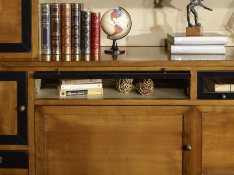 Biblioteca Louison de 2 cuerpos fabricada en madera de cerezo macizo estilo Directoire