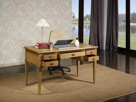 Escritorio 5 cajones Jean hecha en roble macizo estilo Directorio