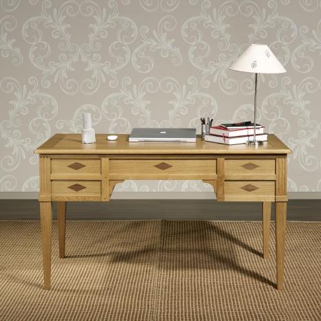 Escritorio 5 cajones Jean hecha en roble macizo estilo Directorio