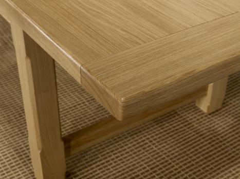Mesa de comedor rectangular fabricada en madera maciza de roble 250x100 cm + 2 extensiones de 45 cm estilo Rústico