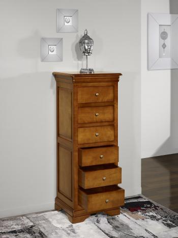 Cajonera Adriana fabricada en madera de cerezo macizo al estilo Louis Philippe