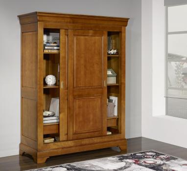 Armario de 2 puertas CORREDERAS fabricado en madera de cerezo macizo al estilo Louis Philippe