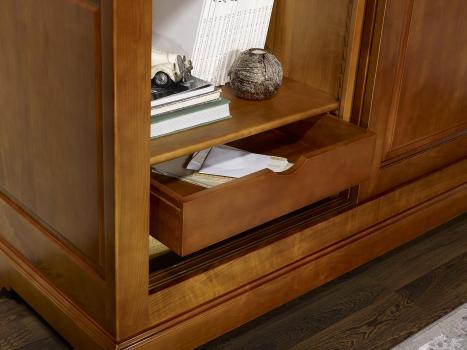 Armario de 2 puertas CORREDERAS fabricado en madera de cerezo macizo al estilo Louis Philippe