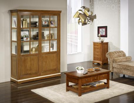 Mesa de centro Rodolfo fabricada en madera de roble macizo estilo Louis Philippe