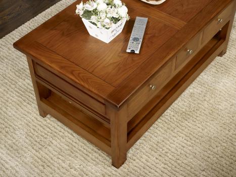 Mesa de centro Rodolfo fabricada en madera de roble macizo estilo Louis Philippe
