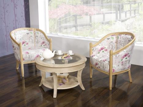 Sillón Barbara Cabriolet fabricado en madera de roble macizo estilo Louis Philippe