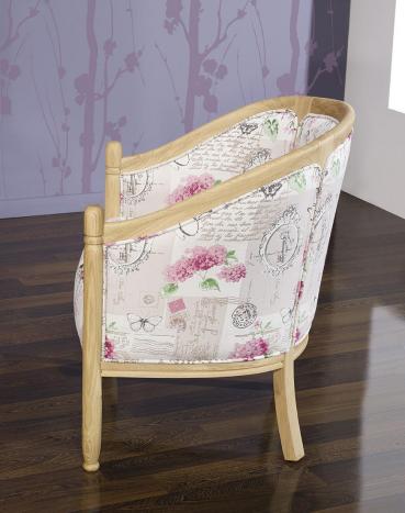 Sillón Barbara Cabriolet fabricado en madera de roble macizo estilo Louis Philippe
