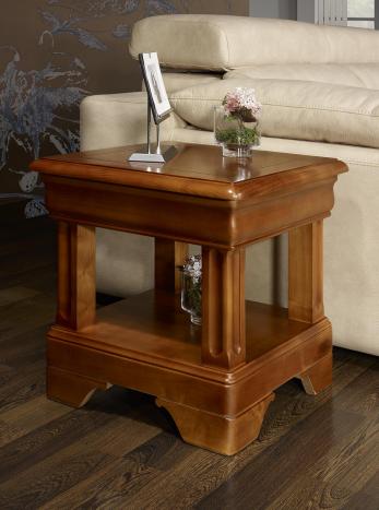 Mesa de centro Leila fabricada en madera de cerezo macizo estilo Louis Philippe