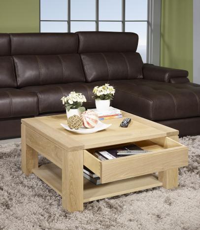 Mesa de centro Jean-Gabriel fabricada en madera de Roble macizo en estilo Contemporáneo