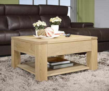 Mesa de centro Jean-Gabriel fabricada en madera de Roble macizo en estilo Contemporáneo