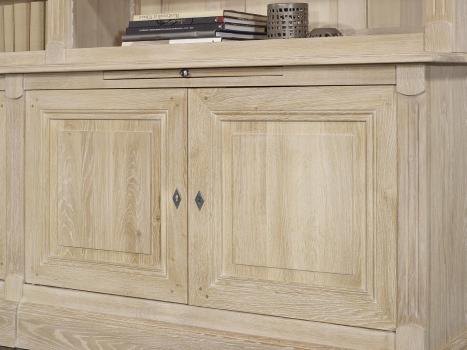 Biblioteca de 2 cuerpos y 4 puertas fabricado en madera de roble macizo estilo Directoire con escalera