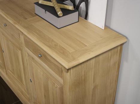 Aparador Valentin de 3 puertas y 3 cajones fabricado en madera maciza de roble estilo Directorio
