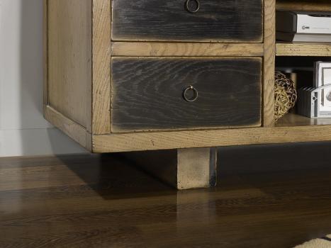 Mueble tv con 4 cajones fabricado en madera de roble macizo estilo contemporáneo