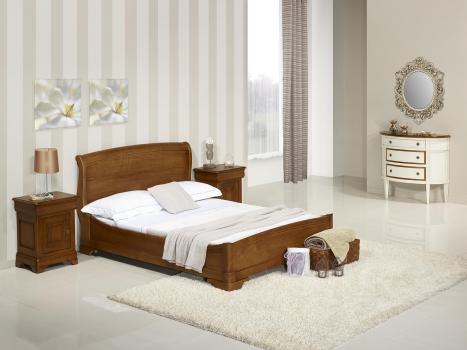 Cama Jean-Baptiste 140x190 fabricada en madera de roble macizo estilo Louis Philippe