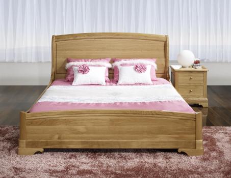 Cama Lorenzo 160x200 fabricada en madera de roble macizo en estilo Louis Philippe 
