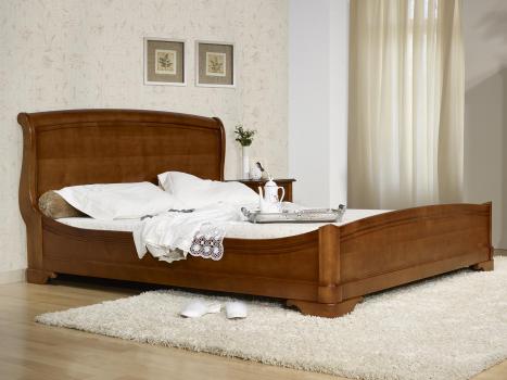 Cama Leila fabricada en madera de cerezo maciza en estilo Louis Philippe 160x200