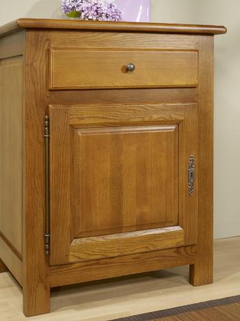 Mueble 1 puerta 1 cajón hecho de roble macizo estilo Countryman acabado en Roble Dorado