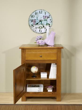 Mueble 1 puerta 1 cajón hecho de roble macizo estilo Countryman acabado en Roble Dorado