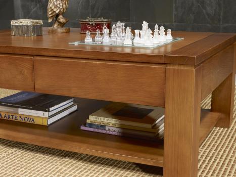 Mesa de centro rectangular Gabriel fabricada en madera de roble macizo etilo contemporáneo