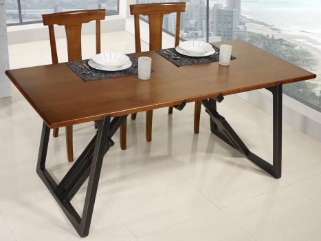 Mesa de comedor rectangular fabricada en madera de cerezo macizo patas rectas negras estilo Contemporáneo