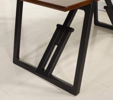 Mesa de comedor rectangular fabricada en madera de cerezo macizo patas rectas negras estilo Contemporáneo