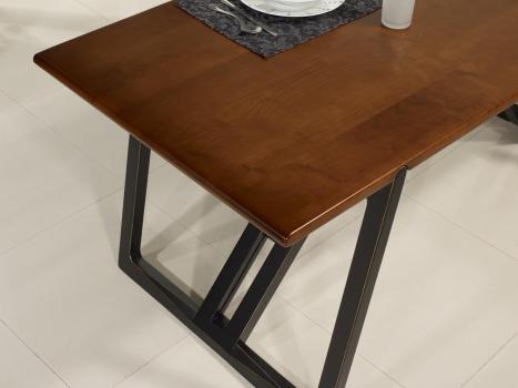 Mesa de comedor rectangular fabricada en madera de cerezo macizo patas rectas negras estilo Contemporáneo