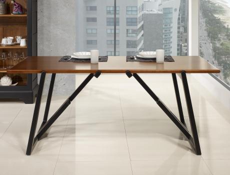 Mesa de comedor rectangular fabricada en madera de cerezo macizo patas rectas negras estilo Contemporáneo