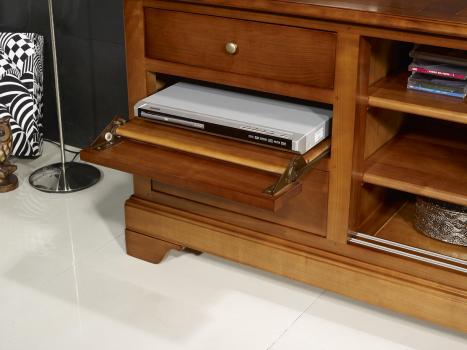 Mueble TV 16/9 Martine fabricada en madera de cerezo macizo al estilo Louis Philippe Puertas Correderas