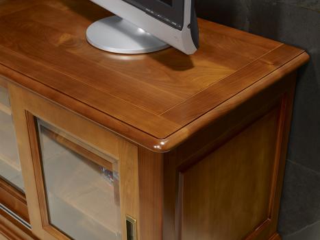 Mueble TV 16/9 Martine fabricada en madera de cerezo macizo al estilo Louis Philippe Puertas Correderas