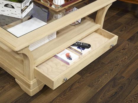 Mesa de centro Rafael fabricada en madera de roble macizo estilo Louis Philippe 