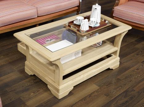 Mesa de centro Rafael fabricada en madera de roble macizo estilo Louis Philippe 