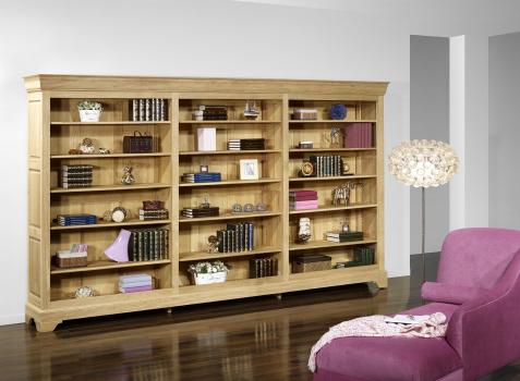 Estantería Librería Simón fabricada en madera de roble macizo al estilo de Louis Philippe 