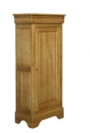 Armario Leo de 1 puerta y 1 cajón fabricado en madera de roble macizo estilo Louis Philippe