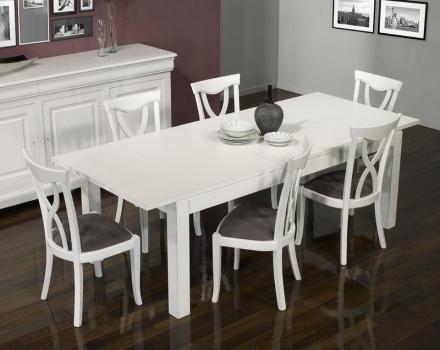 Mesa de comedor rectangular Alexander fabricada en madera de roble 200x100 estilo Contemporánea acabado en Marfil