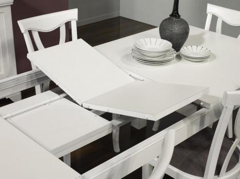 Mesa de comedor rectangular Alexander fabricada en madera de roble 200x100 estilo Contemporánea acabado en Marfil