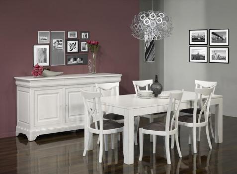Mesa de comedor rectangular Alexander fabricada en madera de roble 200x100 estilo Contemporánea acabado en Marfil