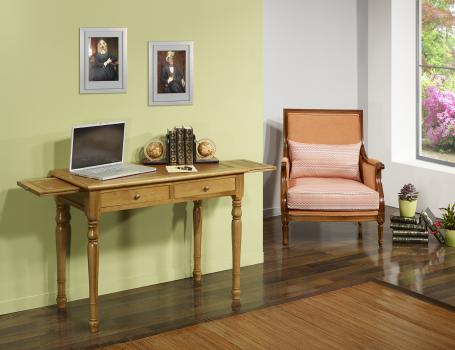 Mesa de trabajo 2 cajones de madera de roble estilo Louis Philippe Ancho 100