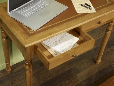 Mesa de trabajo 2 cajones de madera de roble estilo Louis Philippe Ancho 100