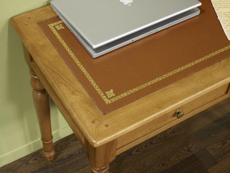 Mesa de trabajo 2 cajones de madera de roble estilo Louis Philippe Ancho 100