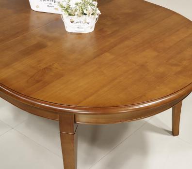 Mesa de comedor ovalada Julie fabricada en madera de cerezo macizo al estilo Louis Philippe 180x120 + 5 extensiones de 40 cm