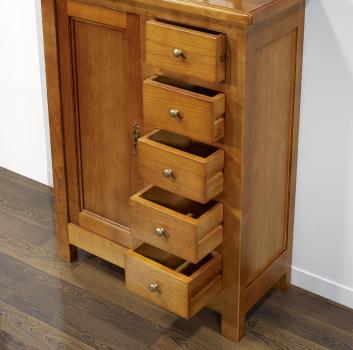 Recibidor Ángel de 1 puerta y 5 cajones fabricado en madera de Cerezo macizo al estilo del Louis Philippe