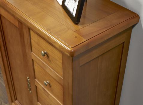 Recibidor Ángel de 1 puerta y 5 cajones fabricado en madera de Cerezo macizo al estilo del Louis Philippe